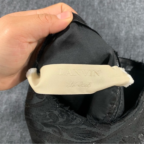 $2700 LANVIN Black Woven Crew Neck A-Line Black Dress Paris France100%silk 38 - Picture 7 of 12